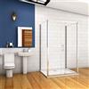 AICAit 185 cm Box Doccia a Tre Lati Porta Scorrevole con Doppia Parete Fissa 140x90x90 cm Vetro Temperato 5 mm Trasparente Telaio Cromato Lucido