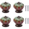 NAKUPENDA Manopole per Mobili in Ceramica 4Pcs Pomelli per Ceramica Zucca Vintage Maniglie per Armadi Manopole in Ceramica per Cassetti dell'armadio da Cucina (Verde)