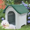 [en.casa] Cuccia per Cani di Piccola Taglia in Plastica Casetta da Interno e Esterno con Prese d'Aria e Pavimento Rialzato 75 x 59 x 66 cm - Bianco/Verde