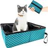Omxyinma Lettiera da Viaggio per Gatti Portatile, Lettiera Pieghevole per Gatti, Impermeabile, Facile da Pulire per Gattino Interno All'aperto Campeggio Viaggi Toilette, 40x30x13cm(Azzurro)