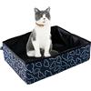 Omxyinma Lettiera Gatto Portatile per Viaggio, Lettiera Gatto da Viaggio Pieghevole per Gatti, Impermeabile, Facile da Pulire per Gattino Interno All'aperto Campeggio Viaggi Toilette, L, 40 * 30cm(Blu scuro)
