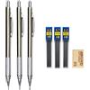 MROOFUL Set di matite meccaniche da 0,3 0,5 0,7 0,9 1,3 2,0 mm, interamente in metallo, per disegno artistico, pittura, matite automatiche con mine per ufficio e scuola (matita da 0,5 0,7 0,9 mm)