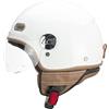 CGM Casco demi jet visiera sagomata, 109I GLOBO ITALIA, Bianco Verde Rosso, XS (53-54cm)