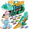 Pardofelis Camion Giocattolo per Bambini, Dinosauro Macchinine Giocattolo con 10 Macchinina, Portatile Camion Trasportatore, Giocattoli per Bambini per Regalo Ragazzi Età 3 4 5 6 7 8 (Verde)