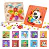 Nukdey Gioco Chiodini per Bambini con 180 Perline e 10 Carte, Apprendimento Mosaico Unghie Giocattolo, Giocattoli Educativi Montessori, Regali Giocattolo per L'apprendimento Precoce per Bambini 2 3 4 Anni
