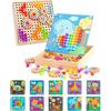 Nukdey Gioco Chiodini per Bambini Gioco Bottoni per Bambini con 180 Perline, 5 Marce e 10 Modelli Apprendimento Colorato Mosaico Unghie Giocattolo 3D Puzzle Button Art Fungo Educativo Regalo per Bambino