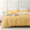 MILDLY Copripiumino 200 x 200 cm, in cotone, 100% cotone lavato, certificato Oeko-TEX, giallo set copripiumino con cerniera, set da letto matrimoniale 200 x 200 cm, per adulti con 2 federe 65 x 65 cm