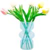 CiciIng Vaso di vetro geometrico, Vasi moderni idroponici in vetro, vaso a tulipano, vaso decorativo per casa, ufficio, matrimonio (azzurro)