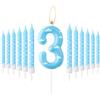 mciskin Candele di compleanno blu e bianche, motivo nuvole bianche cielo, candele numero 3, adatte per feste di bambini, feste di compleanno per bambini, attività a tema dei bambini