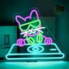 SIGNSHIP DJ Music Gatto Neon Led Dimmerabile Insegne Luminose Cat Insegna Neon Adatto per Bar, Ristoranti, Camere da Letto,Feste,Decorazioni per Caverne per Uomini