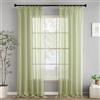 Woaboy Tende per Interni Finestre Voile Trasparenti con Fettuccia Tende a Panello Morbidi Moderne per Camera da Letto Soggiorno Bambini 2 Pezzi 140x260cm Verde