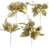 com-four® 4x composizioni decorative, ramoscelli come fantastiche decorazioni natalizie, bellissime decorazioni per la stanza, anche per ghirlande e composizioni floreali (color oro - piccolo)