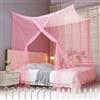 HOOPOE Zanzariera Letto Matrimoniale Singolo,Mosquito Net in Poliestere,Rosa Zanzariera Baldacchino con Kit Sospensione,Zanzariera Portatile Maglie Sottili da Viaggio e Casa Adatto Decorare 200x180x165cm