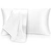 YLK Federa Seta Cuscino (50x75cm) Federe Cuscino Letto, 90% Seta,10% Cotone, Proteggere i Capelli, Proteggere la Pelle, Antiacaro e Ipoallergico, 1 articolo (ABianco)