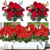 Avoik Fiori artificiali per esterni 4 fasci di gerani Piante finte Fiori Fiori di seta finti Resistenti ai raggi UV Piante interne esterne per giardino portico matrimonio casa (rosso)