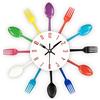 TimeLike - Orologio adesivo 3D da cucina, effetto specchiato, con motivo forchette e cucchiai, rimovibile, da arredamento 32*32*4CM Colorato