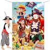 DPKOW Pirata Striscione Foto Props per Bambini Compleanno, Divertenti Faccia in Buco Gioco per Bambini, Photo Booth Accessori Addobbi, 3,3*5 piedi
