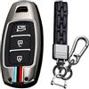 KUNIO Custodia per chiave adatta per Hyundai Kona Hybrid per Kona N, adatta per Hyundai I30 Fastback i30N, custodia in metallo, custodia portachiavi a 3 tasti, colore nero
