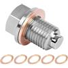 JNNJ Tappo Di Scarico Dell'olio Magnetico, Dado Di Scarico Della Coppa Magnetica, Tappo Scarico Olio Motore, Con Rondella Di Schiacciamento in Rame, Automotive Raccordi in Acciaio Inox(M12x1.5)