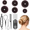 Lusofie 6 Pezzi Chignon a Ciambella Grande e Piccolo con 10 Elastici per Capelli Neri 30 Forcine a Forma di U e 4 Accessori per Acconciatura Set per Creare Chignon per Ciambelle per Bambini Ragazze Donne