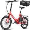 Fafrees Bici Elettrica Pieghevole F20 Light Bicicletta Elettrica Batteria Rimovibile 36V16.75Ah 250W, Autonomia 130KM, 7 Velocità, Freni a Disco, Uomo Donna, per Città e Pendolari, con Borsetta, Verde