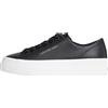 Calvin Klein Donna Sneakers Vulcanizzate Flatform Low in Pelle, Nero (Black/Bright White), 39