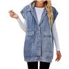 Huoghebg Gilet Donna Invernale Con Cappuccio Gilet di Jeans Lungo Elegante Offerta Giacca Con Risvolto Donna Senza Maniche Giubbotto Smanicato Casual Cappotto di Jeans Giacche Giacce Per l'Uso Quotidiano