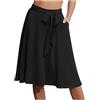 Generico Gonna Tubino Oro Gonne Midi Svasate a Vita Alta con Tasche a Linea A da Donna Gonne Lunga Elasticizzata (Black, XXL)