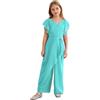 dPois Tuta Bambina Estiva Salopetta Lunga da Cerimonia Matrimonio Festa di Compleanno Pagliaccetto Jumpsuit Tuta Intera da Cocktail Sera Elegante Pantaloni a Gamba Larga Turchese 11-12 Anni
