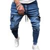 YUANDONGXING Jeans da Uomo con Coulisse in Vita Pantaloni Jogger Elastici in Tessuto Denim Pantaloni Cargo Casual con Grandi Tasche Laterali