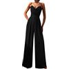 Generic Jumpsuit Donna Elegante Da Sera Jumpsuit Tutina Tute Larghe a Gamba Larga Tuta Lunga Abito Senza Maniche Jumpsuit Retro Pantaloni Larghi Jumpsuit Cocktail Overall Cerimonia Con Maniche Corte