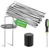 Graxury 50 Pezzi 15cm Ø 3mm Spilli da Giardino Resistenti con 50 Pezzi di Guarnizione - Chiodi in Acciaio Zincato per Fissare Paletti per Ancorare Tessuto Antierba Reti e Tubi con 1 Uncino a Punta