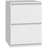 Oggi Lugo Comodino Mobile con Due Cassetti 30x40x30 cm Minimalista Moderno Realizzato in Pannello Laminato da 16 mm Design Sorno Camera da Letto Corridoio Senza Maniglie Bianco