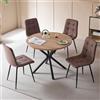 TTATC Set da Pranzo Tavolo da Pranzo Moderno e 4 Sedie da Pranzo,Tavolo da Pranzo Rotondo da 100 cm con 4 Sedie in Similpelle,per Cucina,Sala da Pranzo,Soggiorno,(Marrone chiaro+Marrone Scuro)