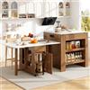 A ALFRESCOOL Tavolo da bar allungabile con vano portaoggetti (110 - 124 × 78 × 97,5 cm), per 2 - 6 persone, isole da cucina con 2 cassetti, 2 ripiani laterali aperti e presa integrata, colore: bianco