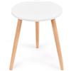 LIFEZEAL Tavolino da Divano, Tavolino Laterale da Caffè, da Salotto, Rotondo, Basso, Gambe in Legno Massello, Portaoggetti, Appoggio, Max 50 kg, Stile Semplice, per Soggiorno, 40x40x48cm, Bianco