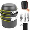 TOSAVGA Set di Gavetta Scout, Pentole Campeggio In Alluminio, Stoviglie da Campeggio Pieghevole, Kit Campeggio con Posate E Pentola, Kit Pentole Cucina per Picnic, Escursioni, Campeggio