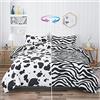 Oduo Set Copripiumino Singolo Matrimoniale Stampa Reversibile, Motivo Zebra Mucche, Set Biancheria da Letto Bianco e Nero, Copripiumino Microfibra con Cerniera e 1o 2 Federe (135x2000cm-2pcs)
