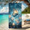 Generic Telo mare fantasia farfalla in microfibra blu acqua, asciugamano artistico ad asciugatura rapida, assorbente morbido senza sabbia, leggero coperta da spiaggia, vacanze, picnic, campeggio, piscina