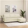 Gecheer Divano,per Soggiorno,con 3 Posti,in Similpelle,Crema,con Poggiapiedi,198x77x80 cm,Divano in Ecopelle Moderno,Divano Moderno,Divano 3 Posti in Pelle Artificiale,Divano Com Poggiapiedi