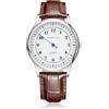 Garrulax Orologi business 24 ore per uomini orologio da polso impermeabile movimento al quarzo, Quadrante bianco con cinturino marrone