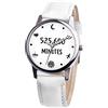 Nextstart Orologio da polso unisex, unisex, con grande cassa nera, in pelle, da uomo e donna, colore: bianco, bianco, Cinturino