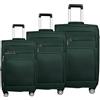 MY TRAVEL BAG Valigia a mano in tessuto, valigetta da viaggio, trolley espandibile con ruote gemellate (M/L/XL/XXL o set da 4) bagagli morbidi, verde smeraldo, Set da 3, Valigetta in tessuto con ruote