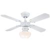 Westinghouse Lighting 78710 Ventilatore da soffitto bianco da 90 cm Portland Ambiance per interni, kit di luce con vetro smerigliato opale a fungo