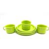 Kimmel Set di stoviglie per 3 persone, colore limone, servizio da caffè, 3 tazze, piatto da 14 cm e piatto da 18 cm, plastica plastica