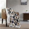 Eddie Bauer Biancheria da letto reversibile in pile sherpa, decorazione per la casa per tutte le stagioni, poliestere, robusto plaid beige, copriletto