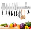 Trhillsbrad - Coltello magnetico da 60 cm, supporto magnetico con 3 ganci, in acciaio inox, autoadesivo, montaggio a parete, senza fori…