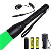 BESTSUN Torcia verde per la caccia, Torcia led con luce verde Torcia per caccia al coyote Hog Zoom in grado con pressostato remoto Batterie ricaricabili e prolunga