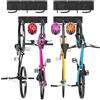 Sinoer Supporto da parete per 4 biciclette + 3 caschi, gancio per attrezzi regolabile per garage o casa, gancio verticale per bicicletta (larghezza interna: 90 mm) - 2 binari
