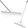 FANTASK Rastrello con testa di calcolo larga 91 cm e manico lungo, rastrello da giardino in alluminio con 36 denti rottura, scopa per foglie, rastrello per l'allentamento del terreno, cura del